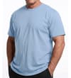 Thumbnail Model wearing pale blue plain crew neck T-shirt.
